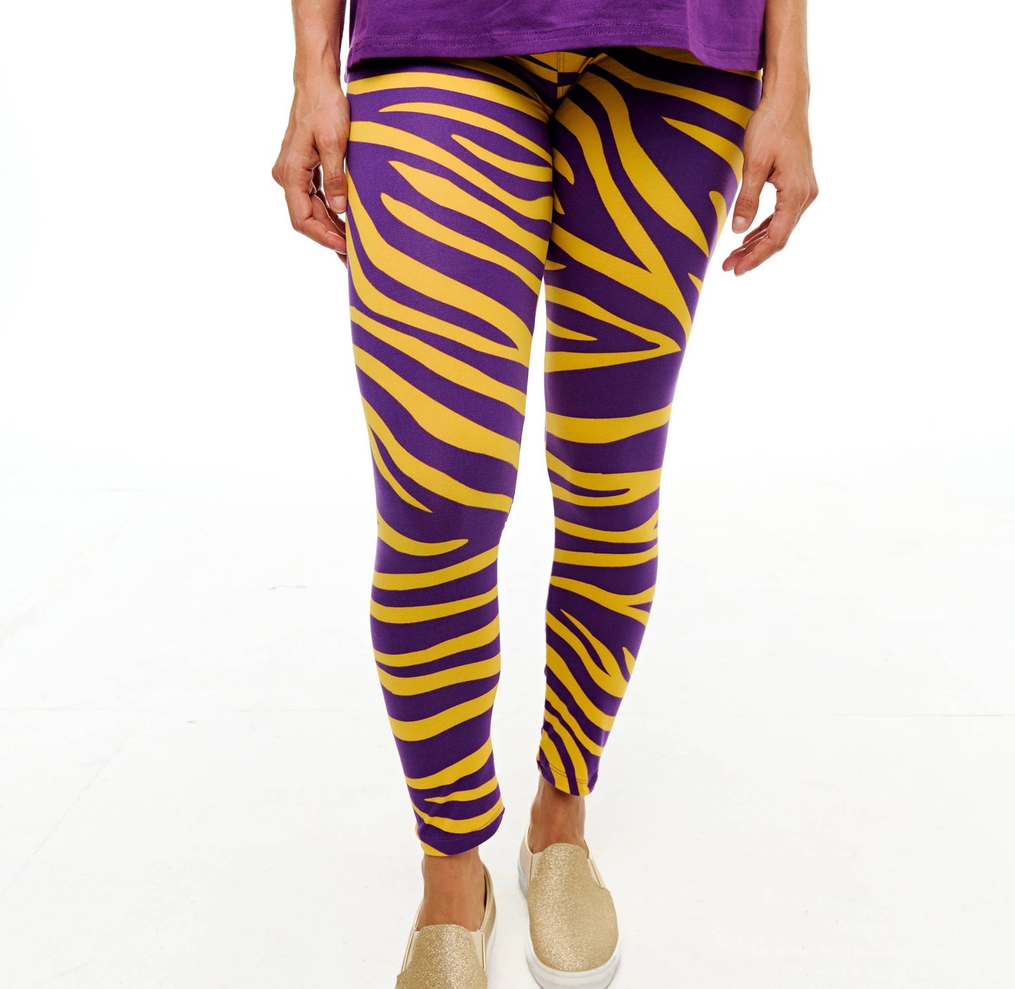 Purple & Gold Tiger Stripe Leggings