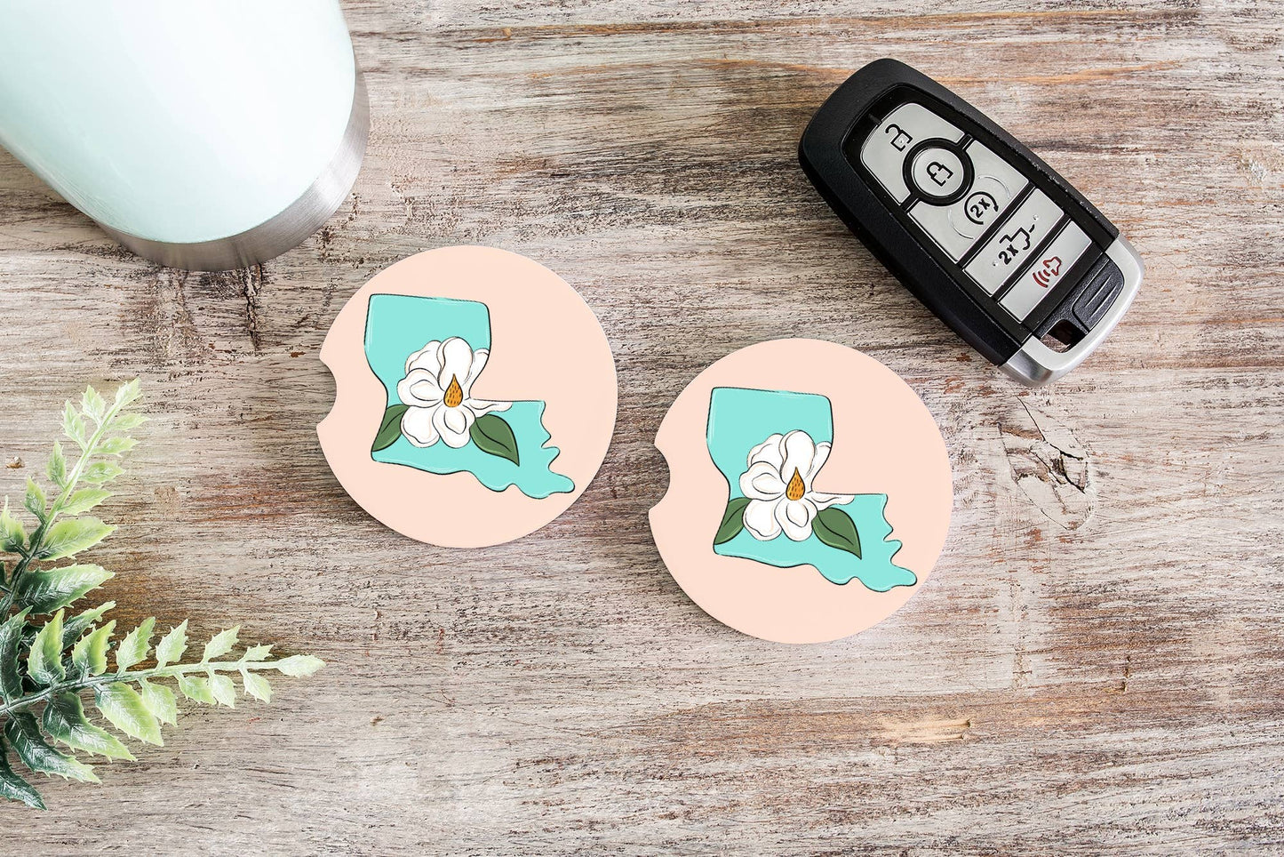 Louisiana Magnolia Car Coasters