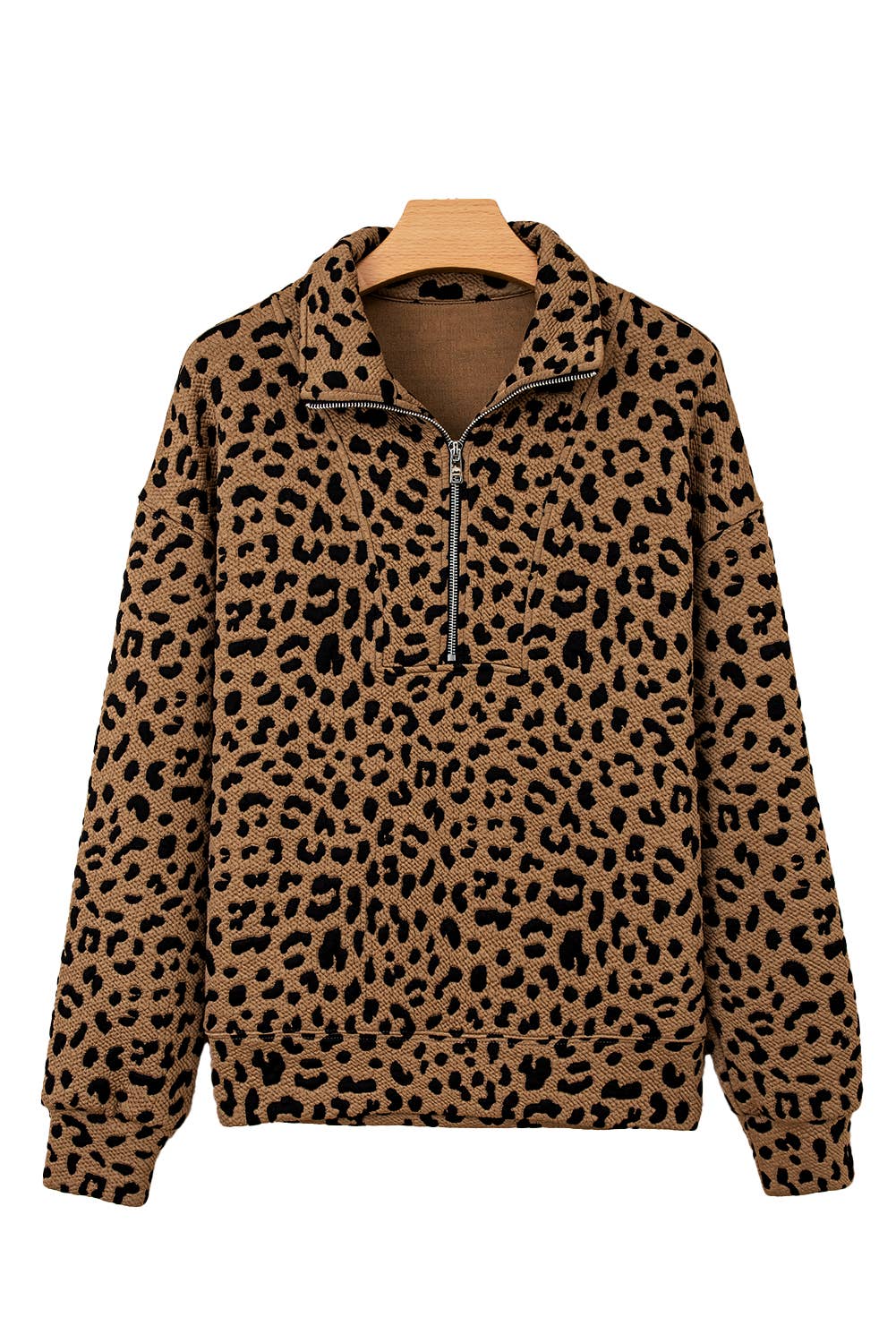 Leopard Print Quarter Zip Sweatshirt