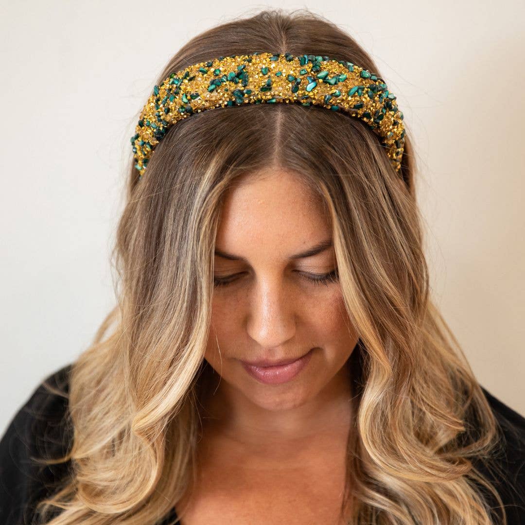 All that Glitters Headband - Forest Green + Gold