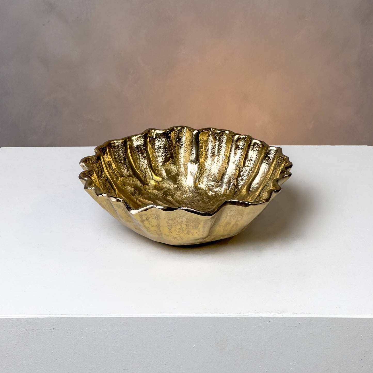 Ruffled Gold Aluminum Bowl