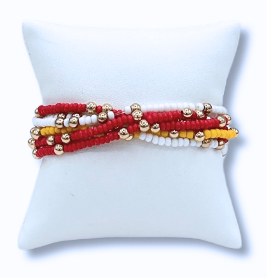 Chi Omega Colors Stack: Set of 6 Beaded Stretch Bracelets