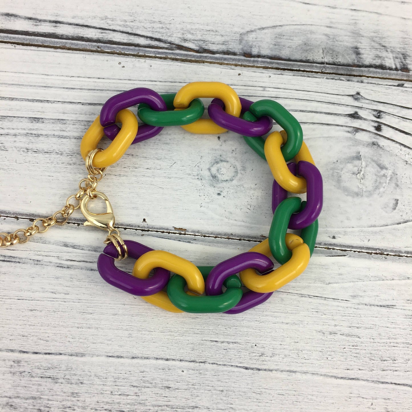 Mardi Gras Chain Link Bracelet