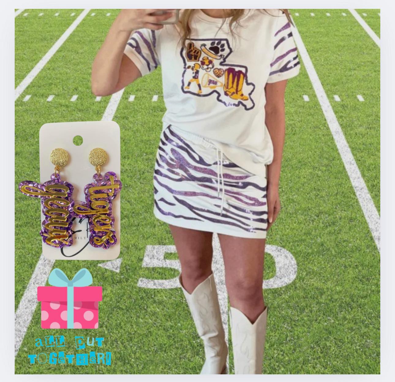 Tiger Sequin 2 Pc Skort Set