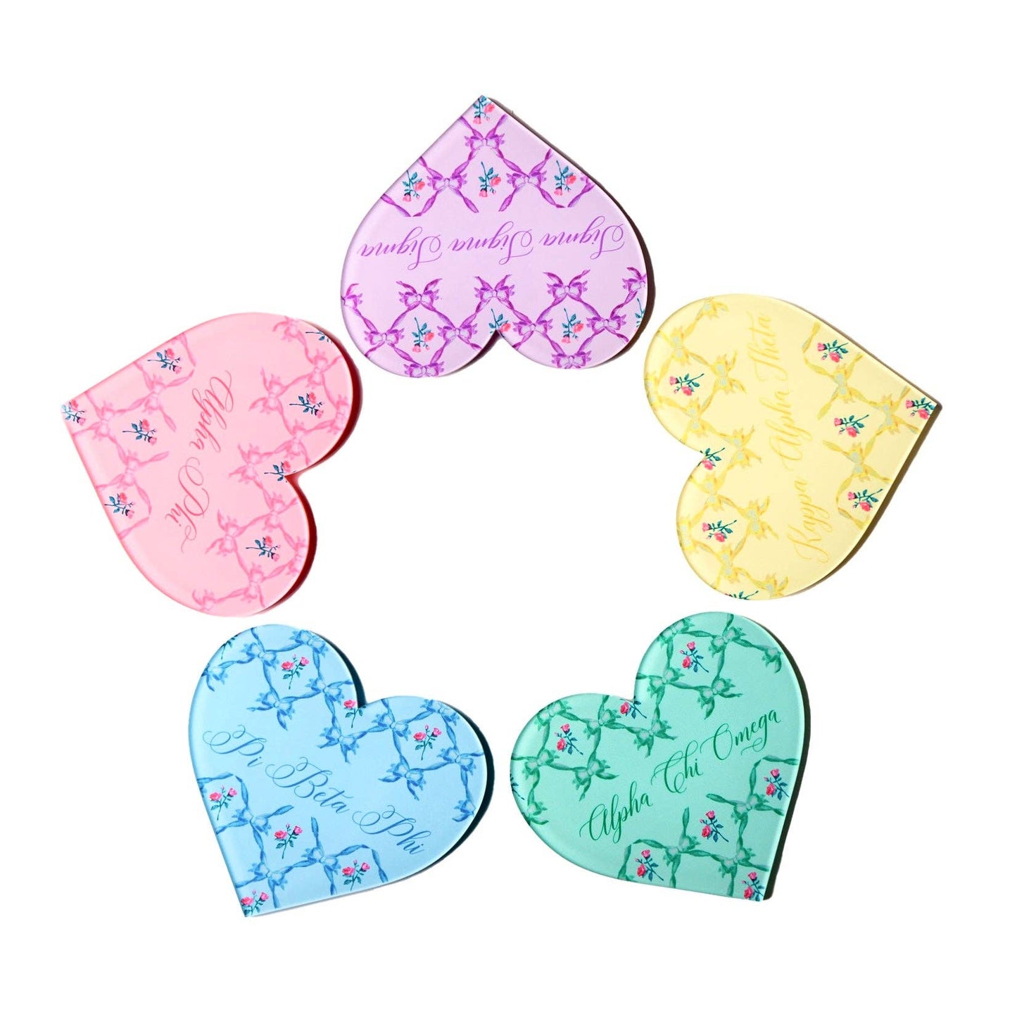 Sorority Double Sided Heart Coaster