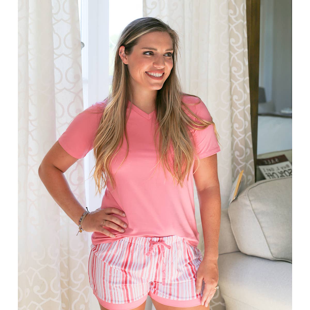 Hot Pink V-Neck PJ Tee