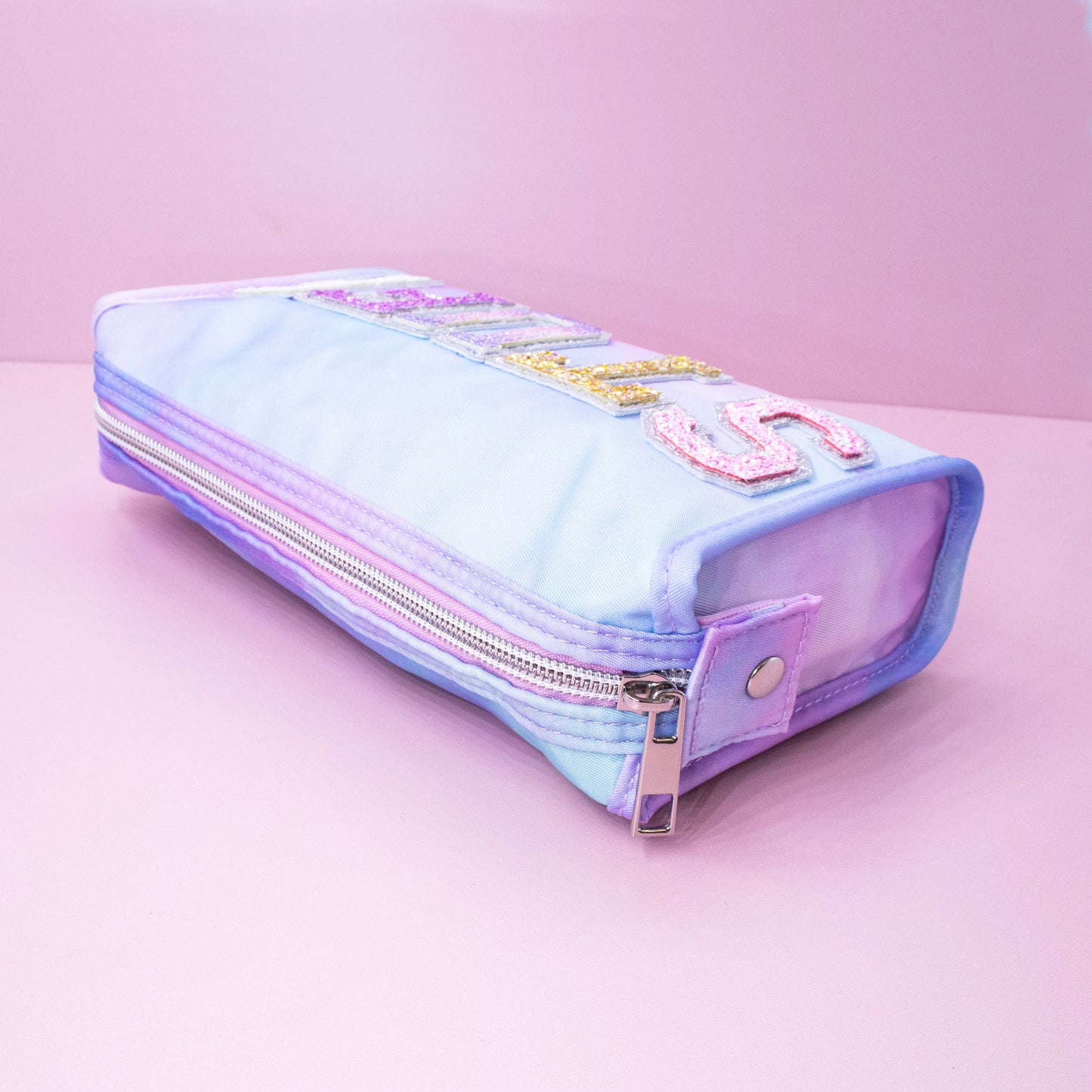 Tie Dye Glitter Varsity Letter Pencil Pouch Bag - STUFF