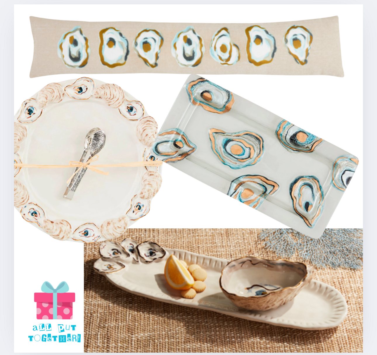 Oyster Painted Throw Pillows