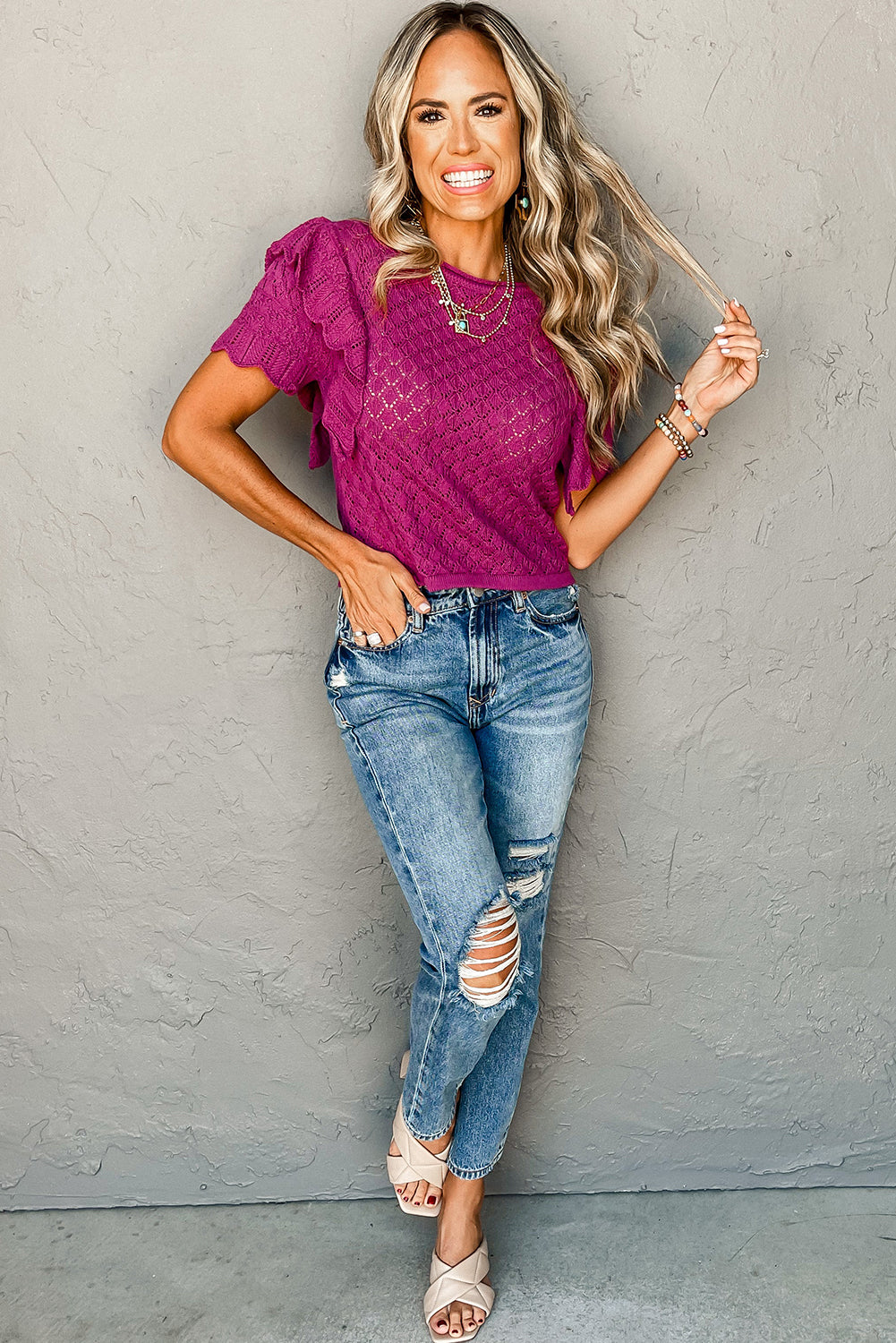 Violet Ruffled Sweater