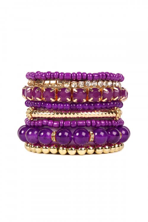 Purple & Gold Stretch Bracelet Stack