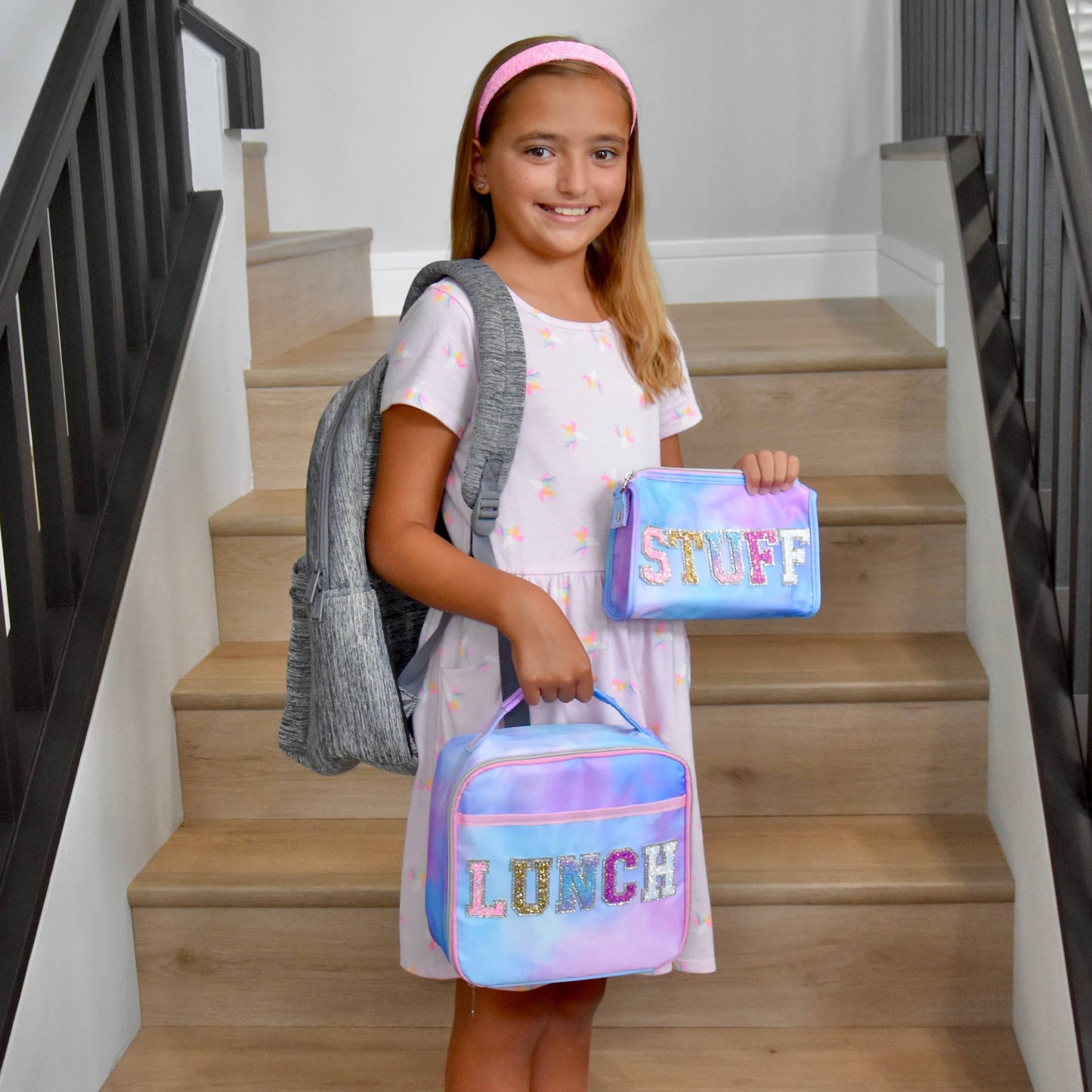 Tie Dye Glitter Varsity Letter Pencil Pouch Bag - STUFF