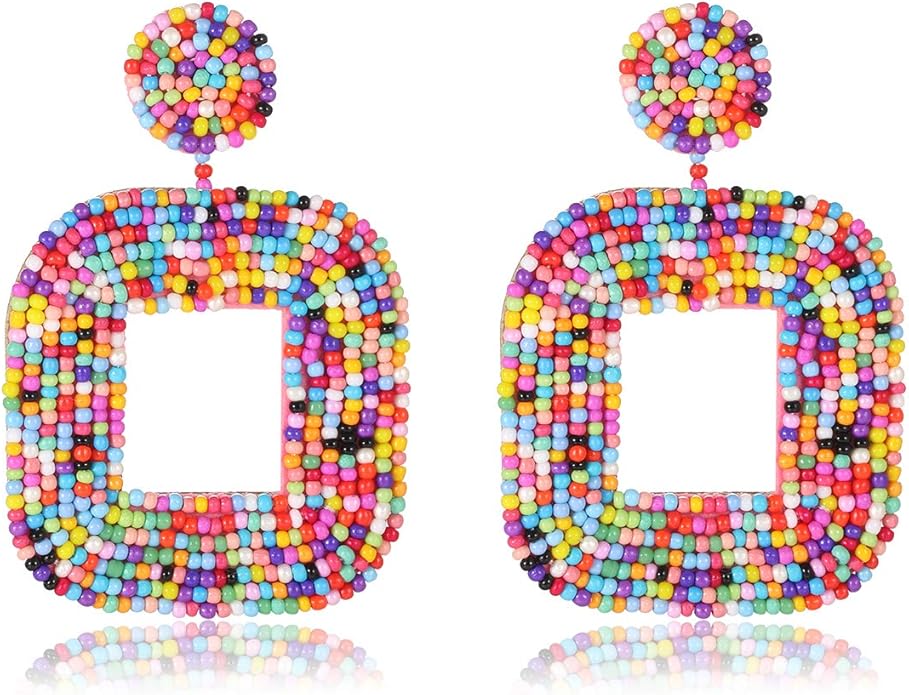 Bohemia Seed Bead Square Earrings