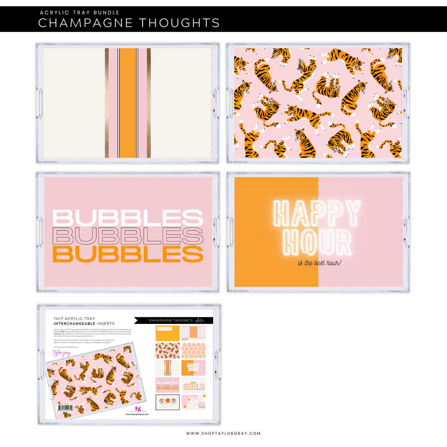 11x17 Acrylic Tray with CHAMPAGNE DREAMS insert set of 10