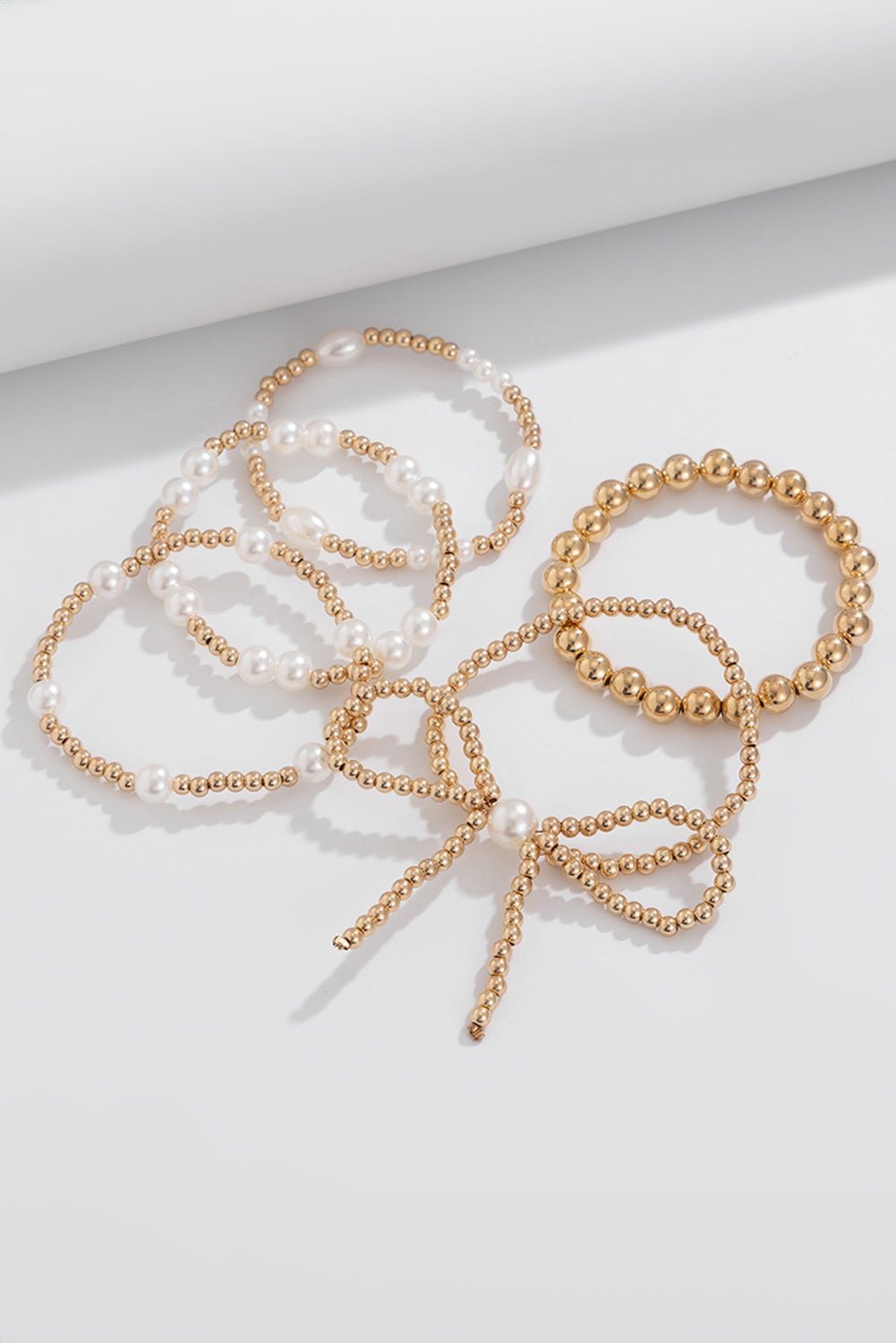 Beads, Pearls & Bow Bracelet Stack