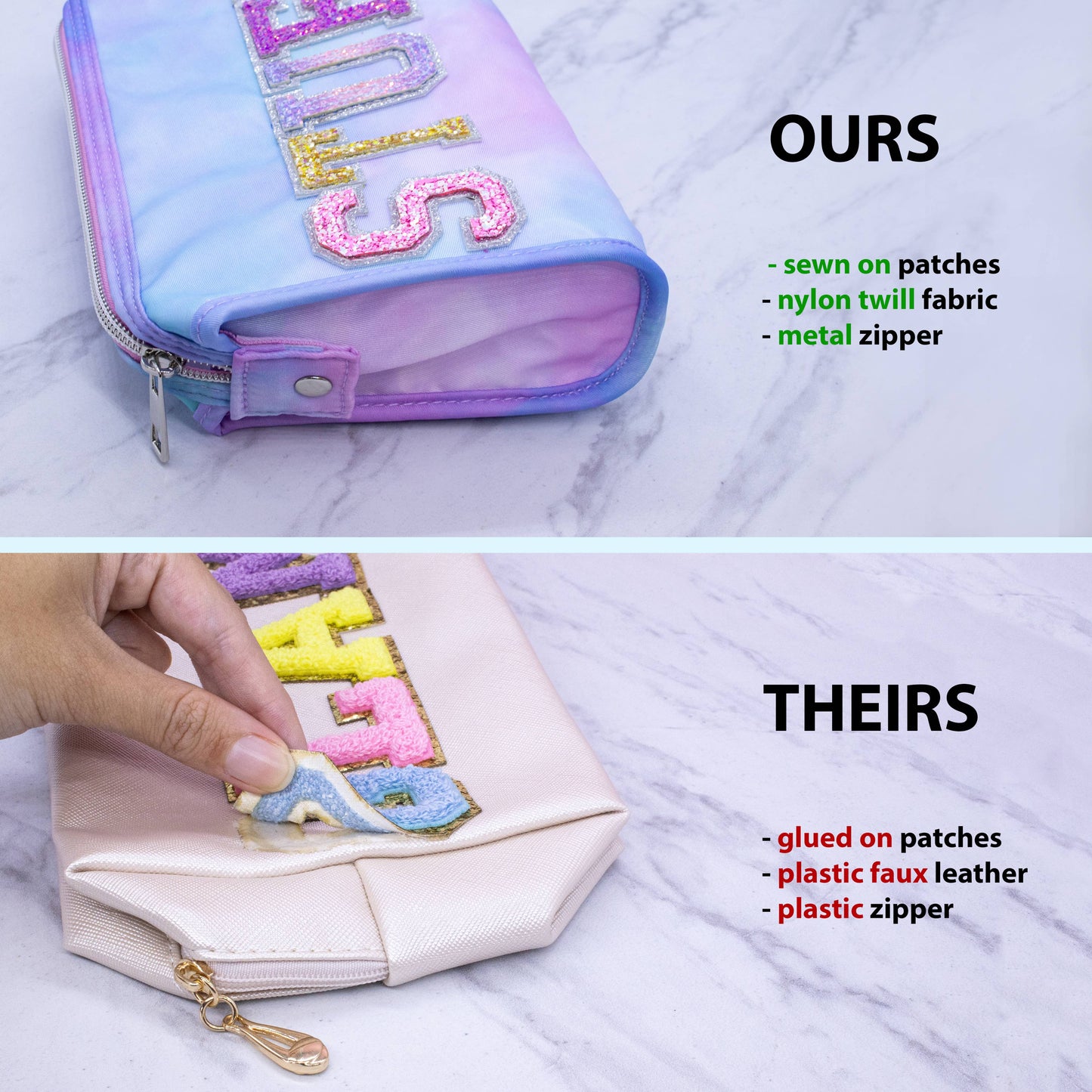 Tie Dye Glitter Varsity Letter Pencil Pouch Bag - STUFF