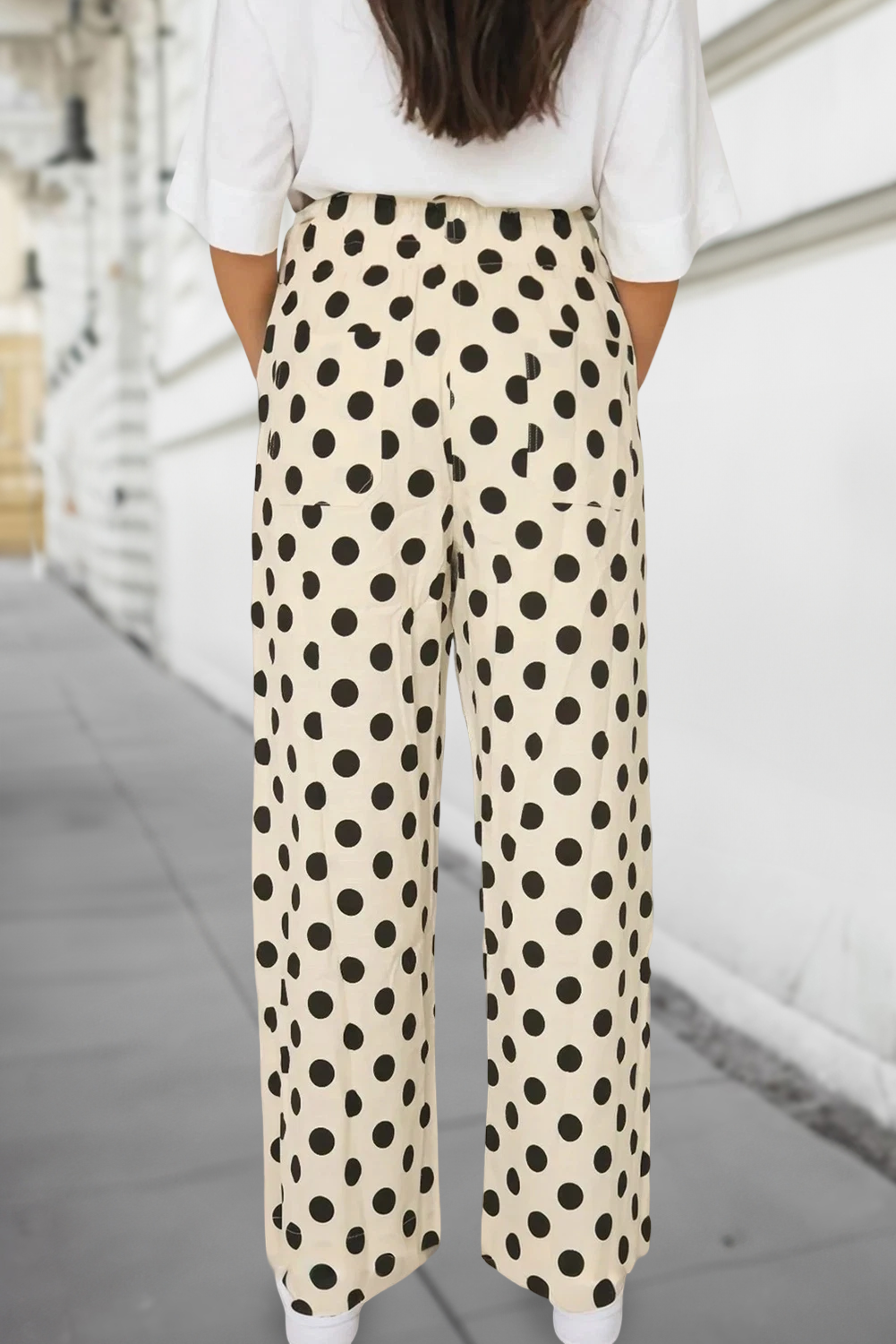 Polka Dot Square Patch Pocket Loose Pant