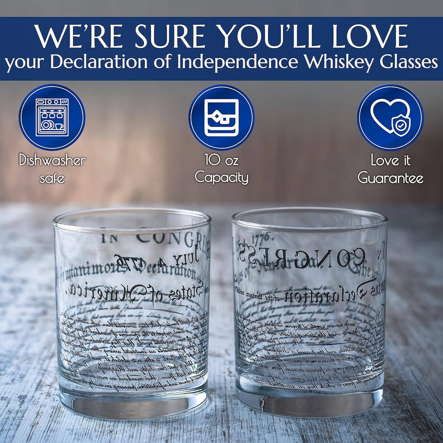 Declaration of Independence Whiskey Glasses