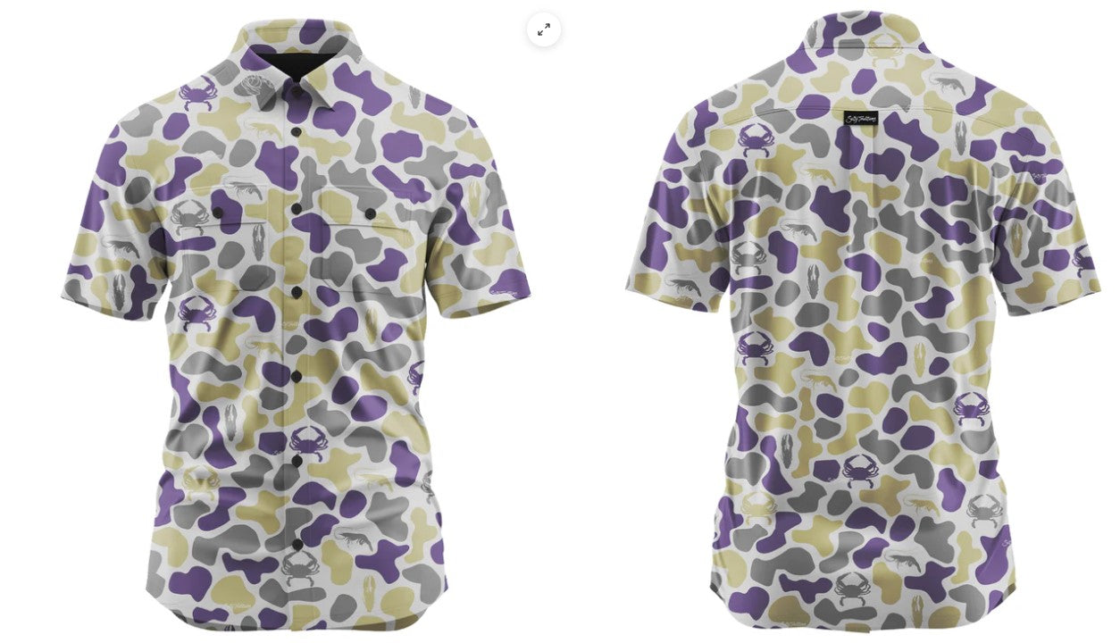 Performance Short Sleeve Button Up - Dockside Camo Tiger