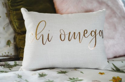Gold Script Sorority Throw Pillows