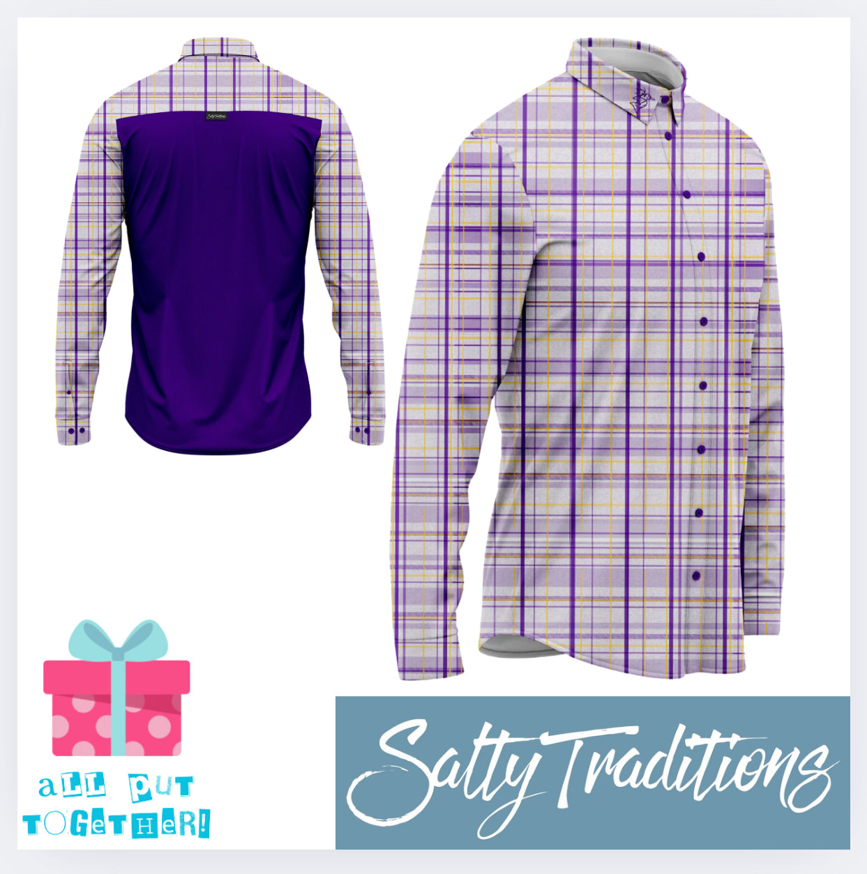Performance Button Up - Purple Plaid