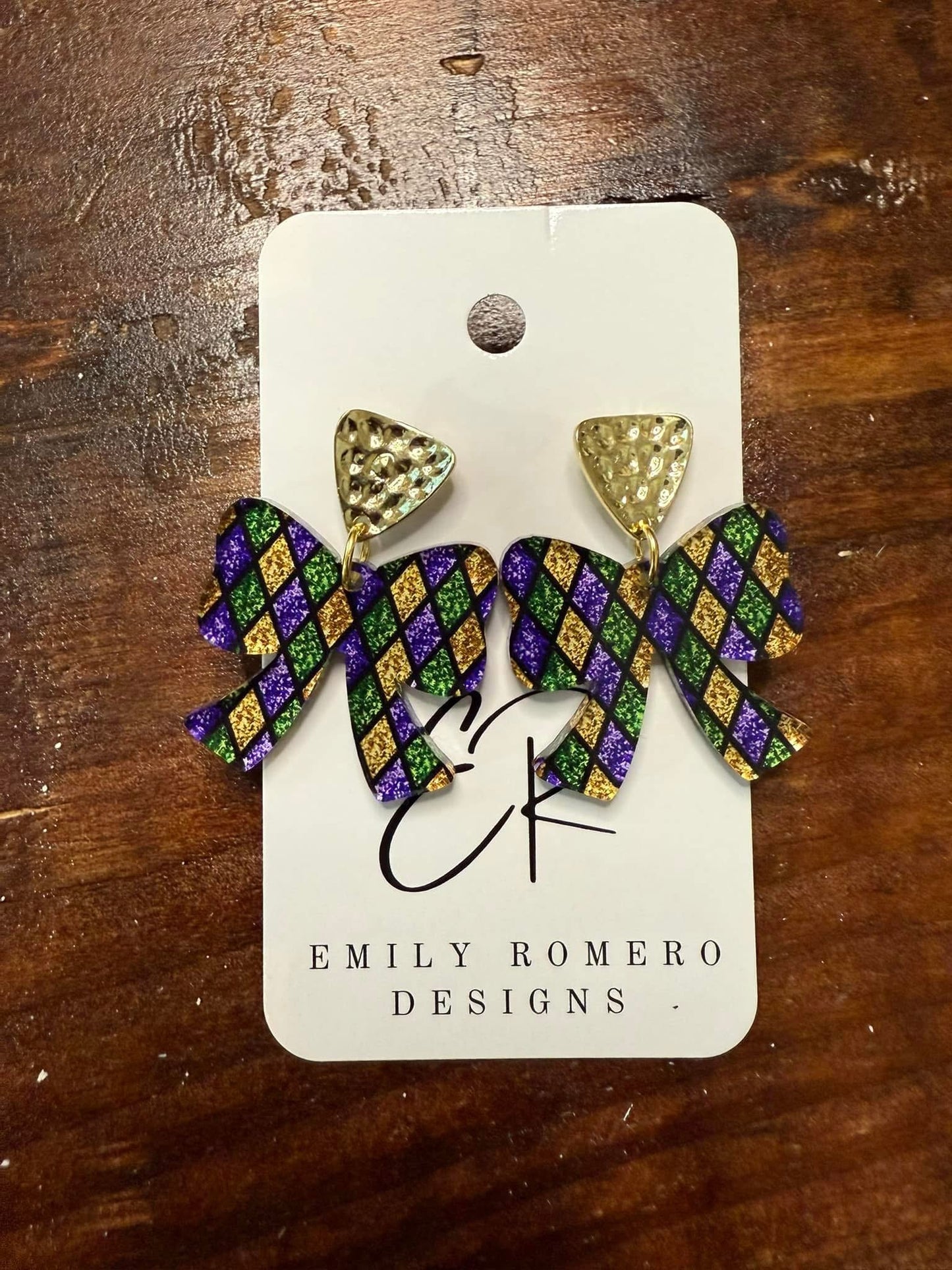 Mardi Gras Bow Earrings