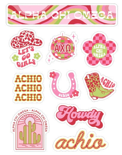 Disco Cowgirl Sorority Stickers