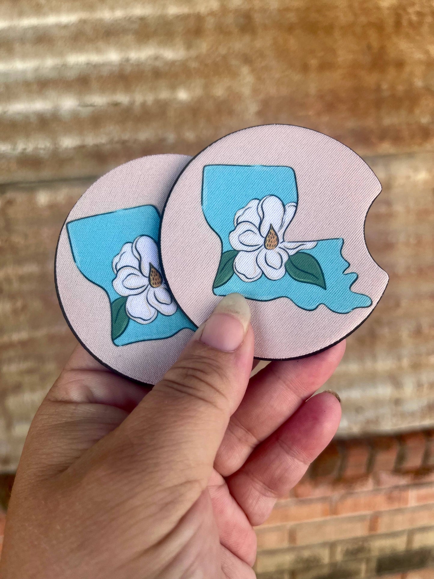 Louisiana Magnolia Car Coasters