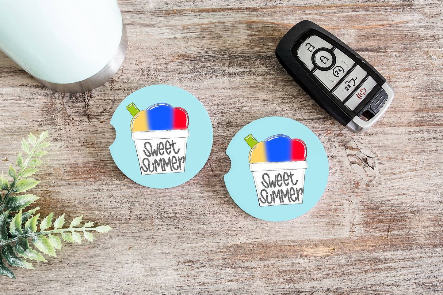 Sweet summer time car coaster set