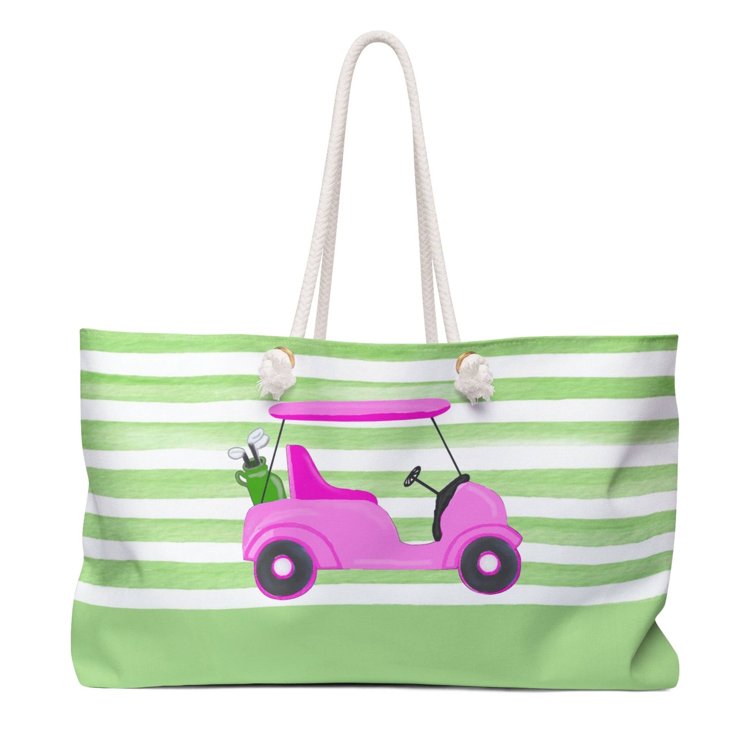 Pink Golf Cart Weekender Tote Bag