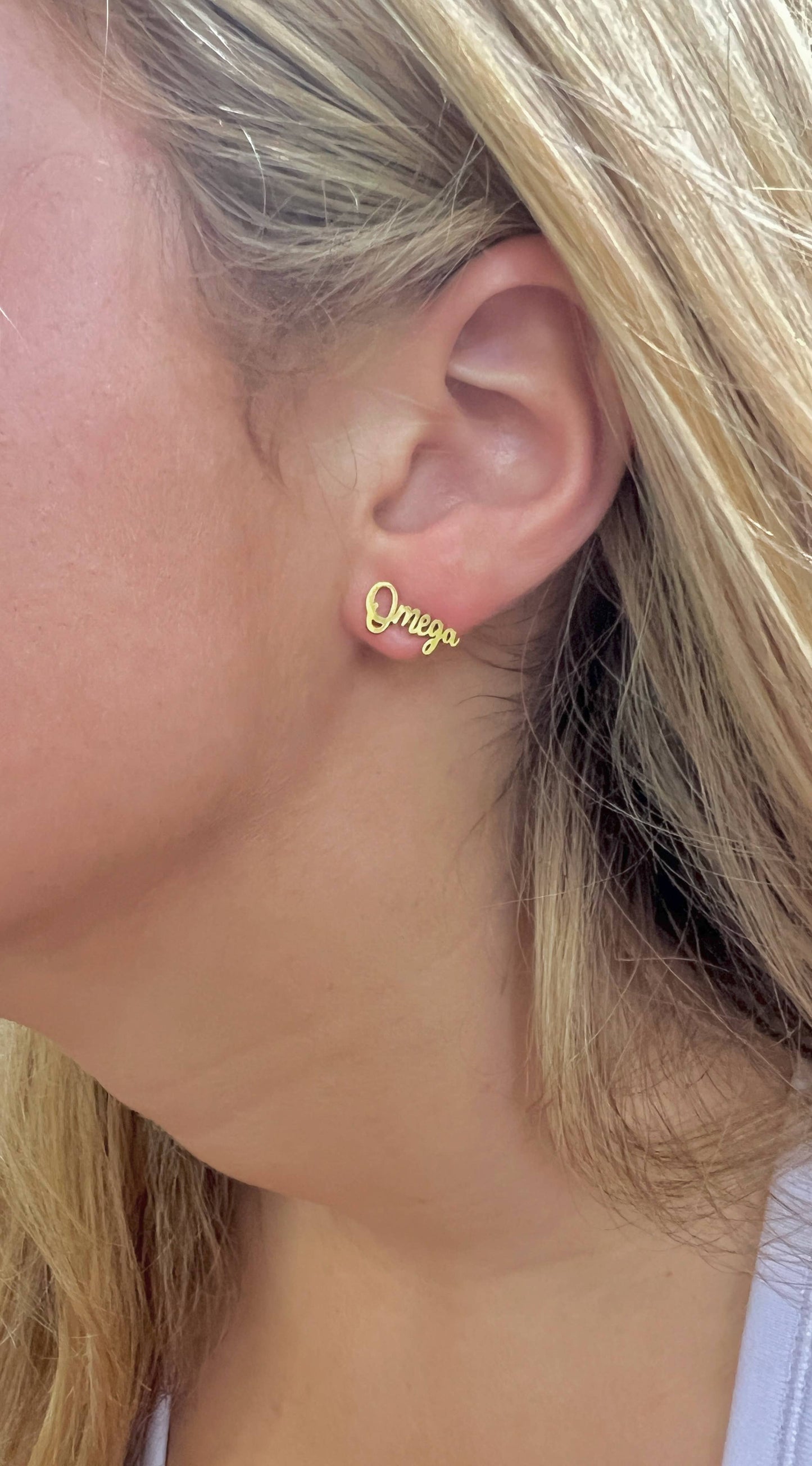 Chi Omega Sorority Gold Stud Earrings