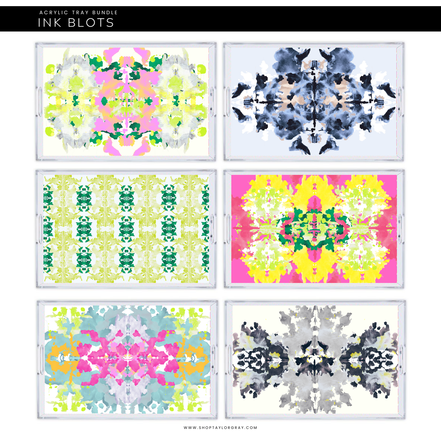 11x17 Acrylic Tray with INK BLOTS insert set of 10