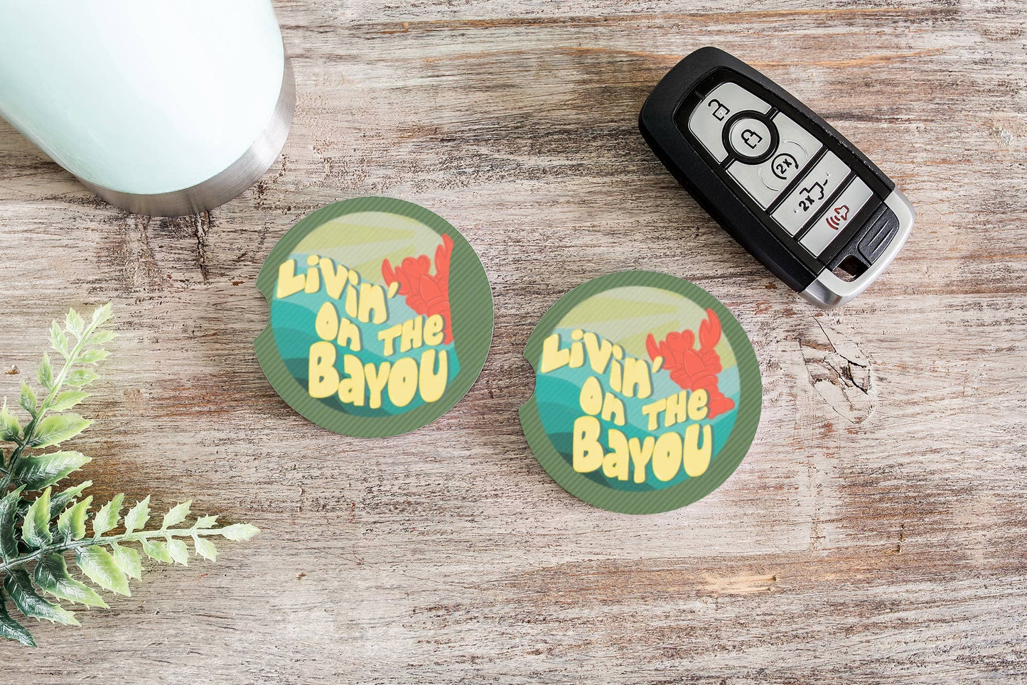 Living On The Bayou Car Coasters