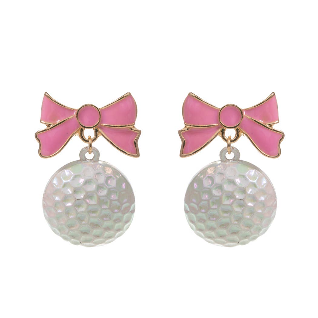 Golf Ball with Bow Earrings