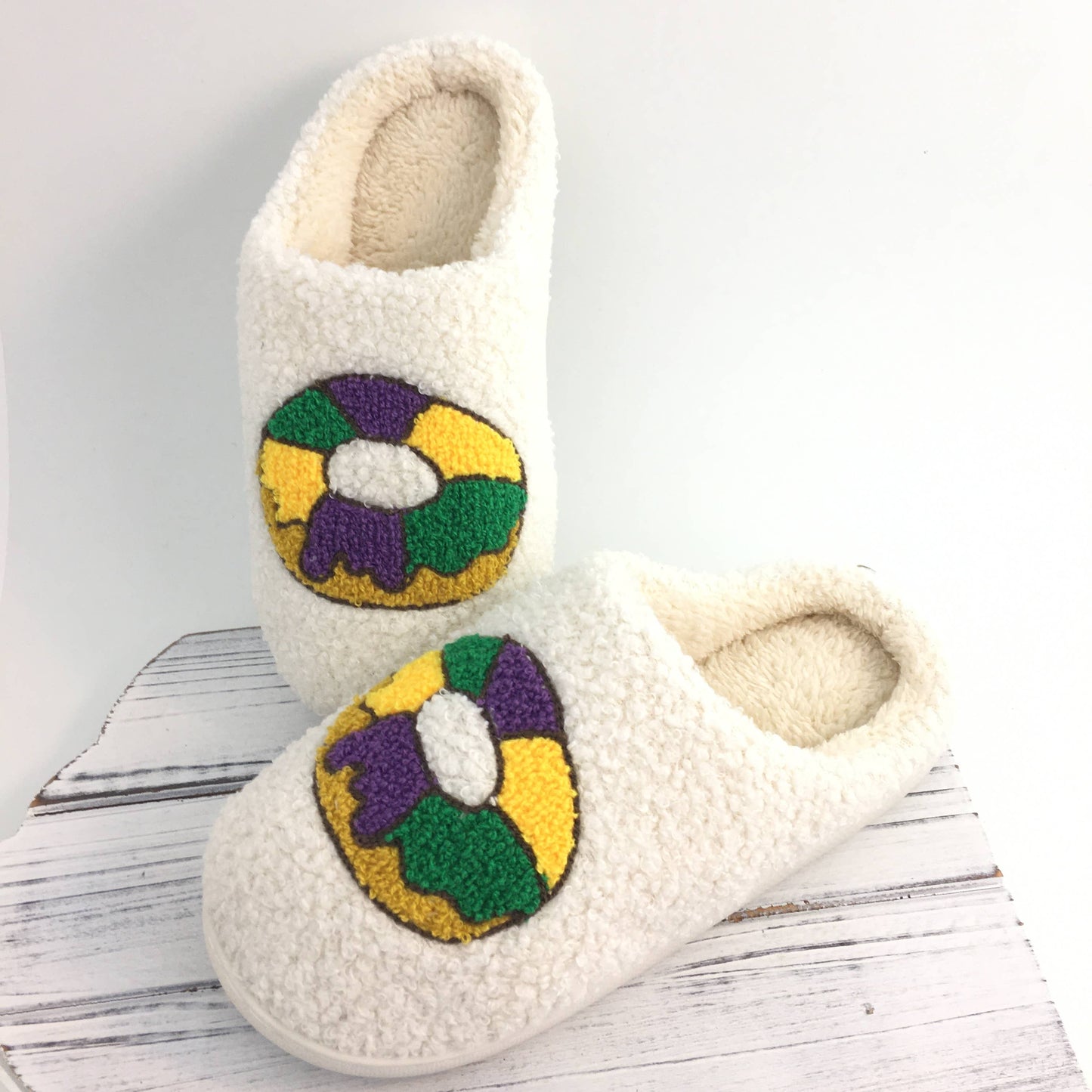 Mardi Gras King Cake Slippers