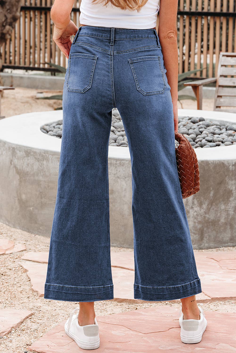 Cropped High Rise Wide Leg Jeans