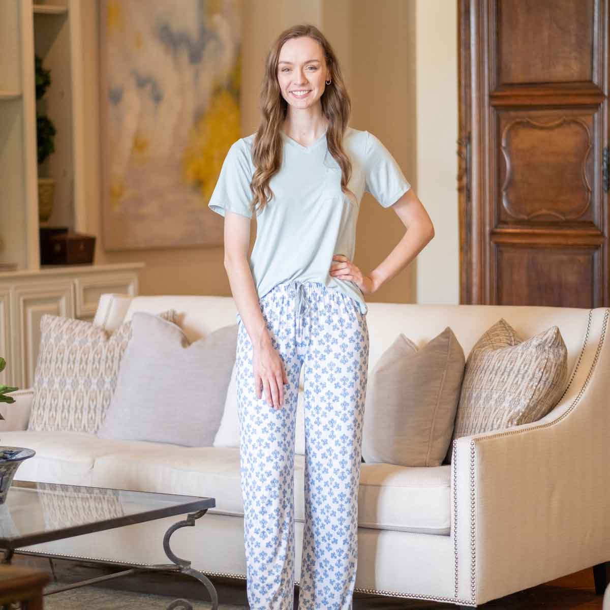 Sky Blue V-Neck PJ Tee