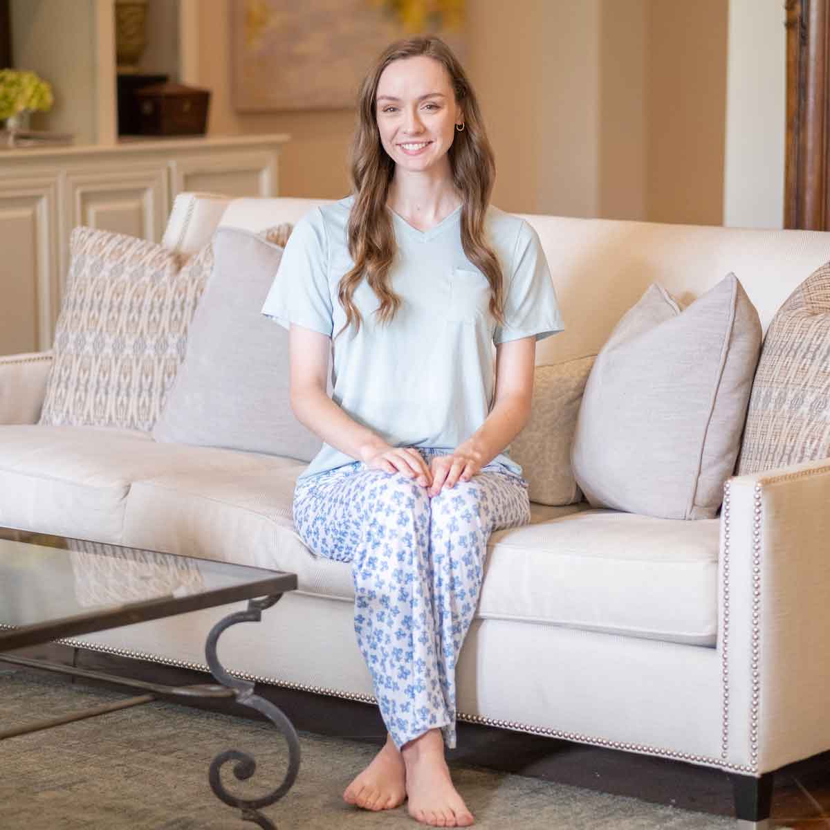 Sky Blue V-Neck PJ Tee