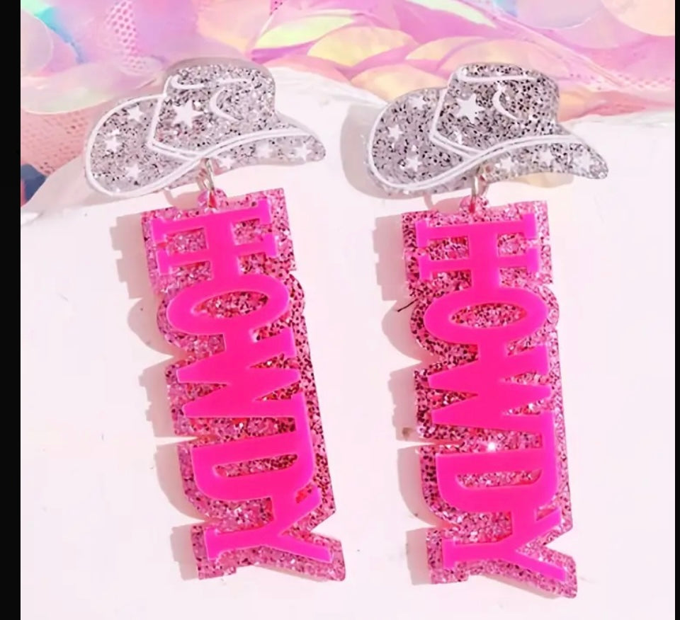 Acrylic Howdy Earrings