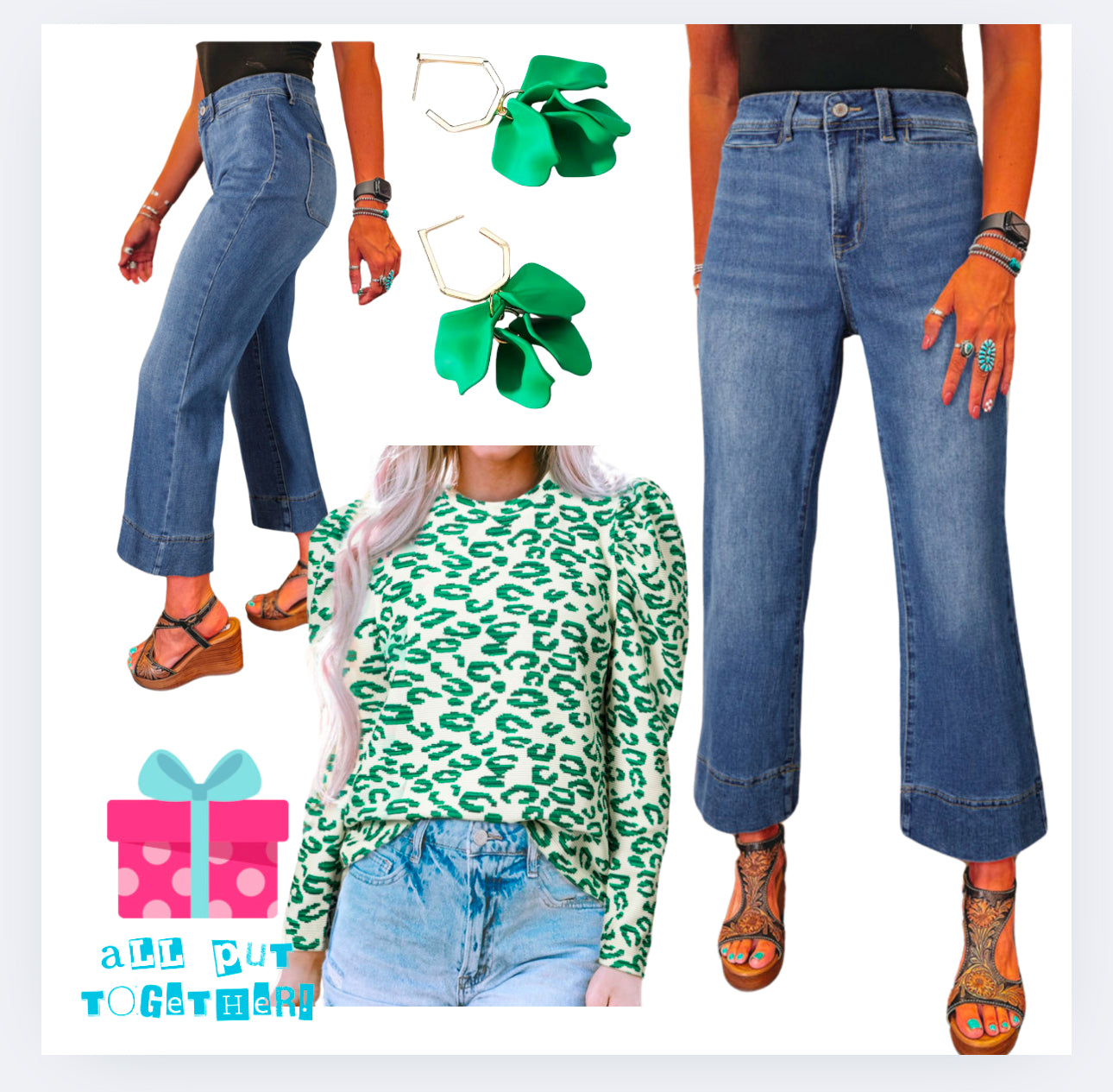 Mineral Wash High Waist Bell Bottom Crop Jeans
