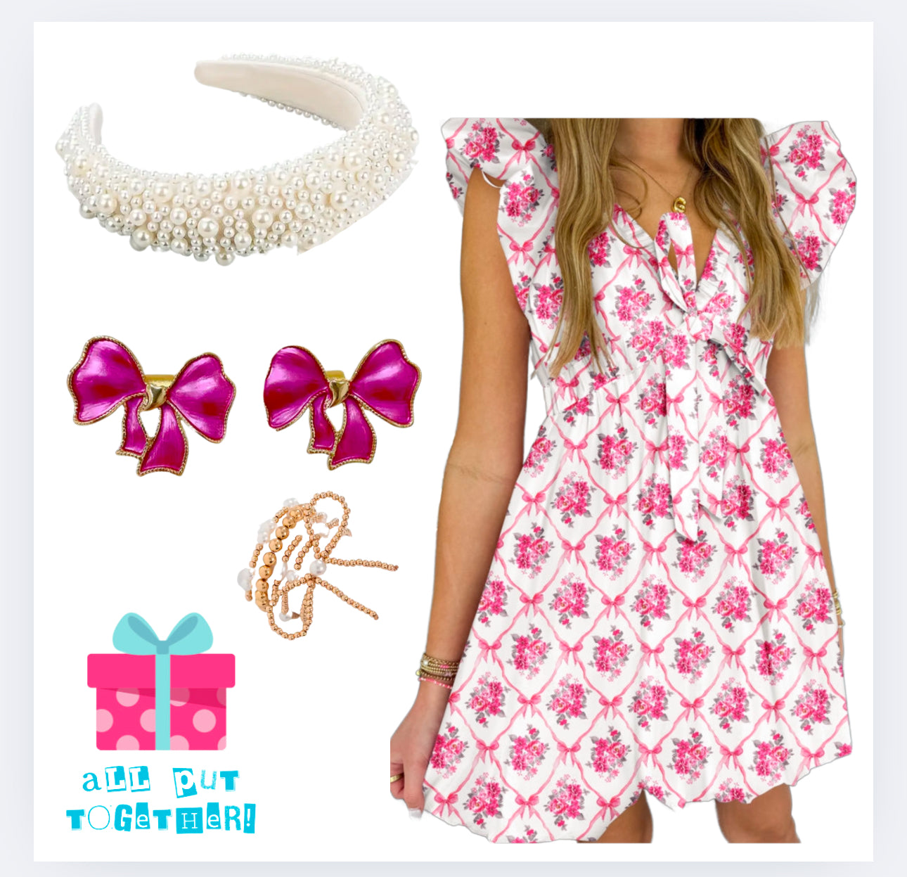 Boho Bow Floral Print Knot V-Neck Mini Dress