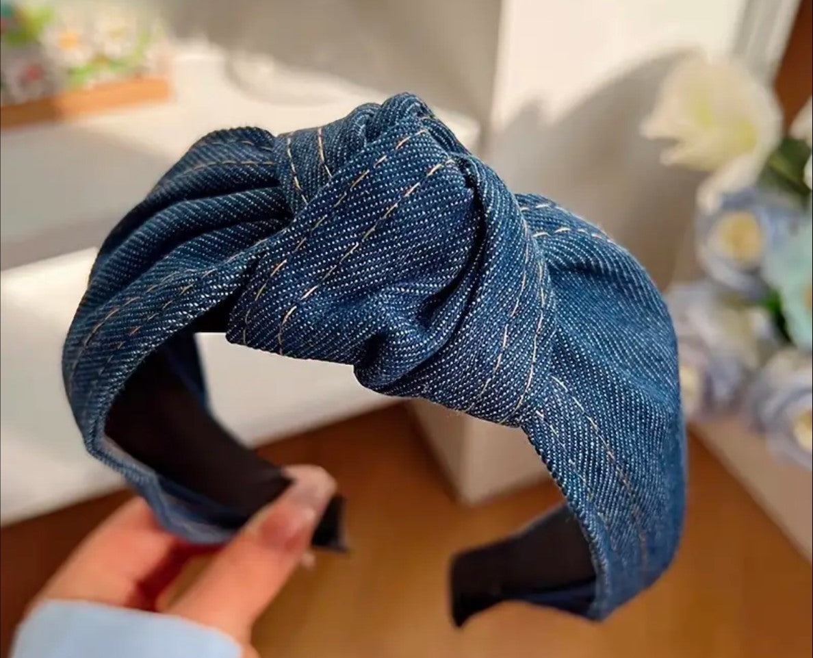 Knotted Denim Headband