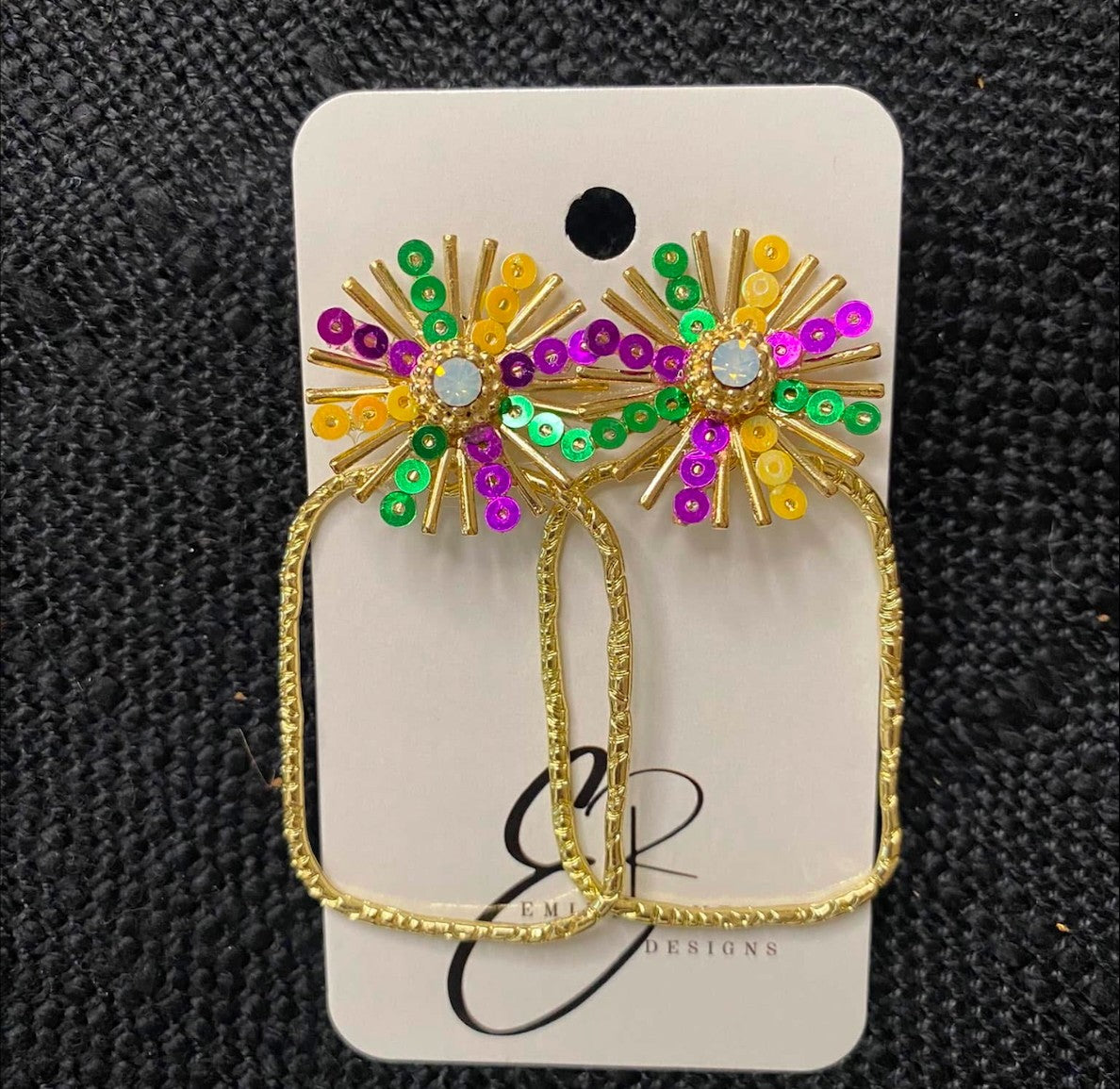 Mardi Gras Burst Earrings