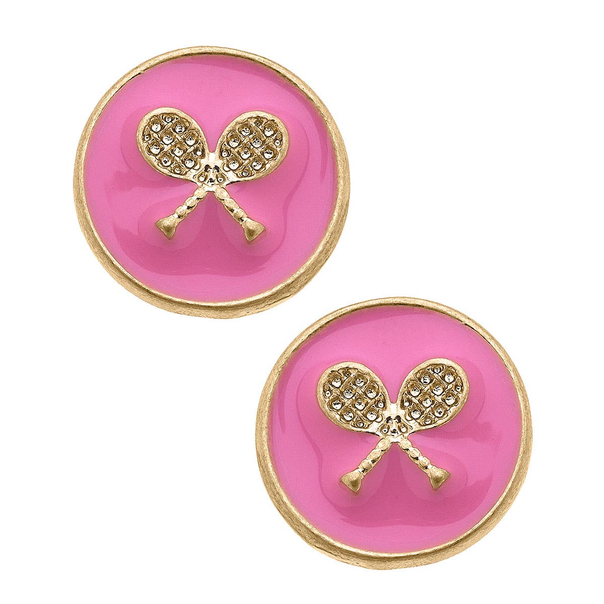 Tennis Racket Circle Stud Earrings