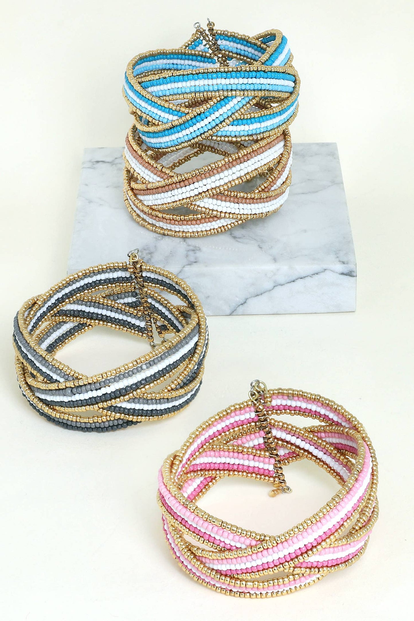 Boho Criss-Cross Beaded Cuff Bracelet