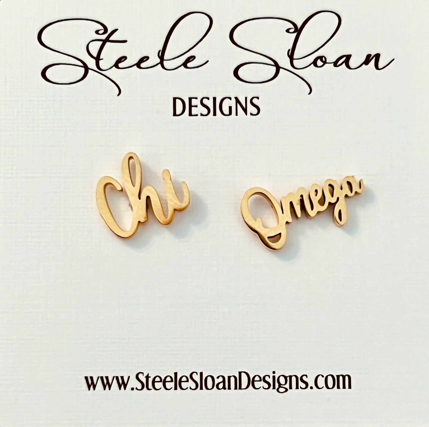 Chi Omega Sorority Gold Stud Earrings