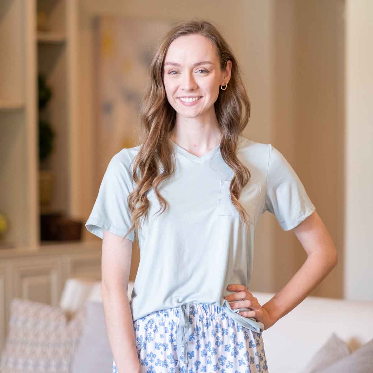 Sky Blue V-Neck PJ Tee