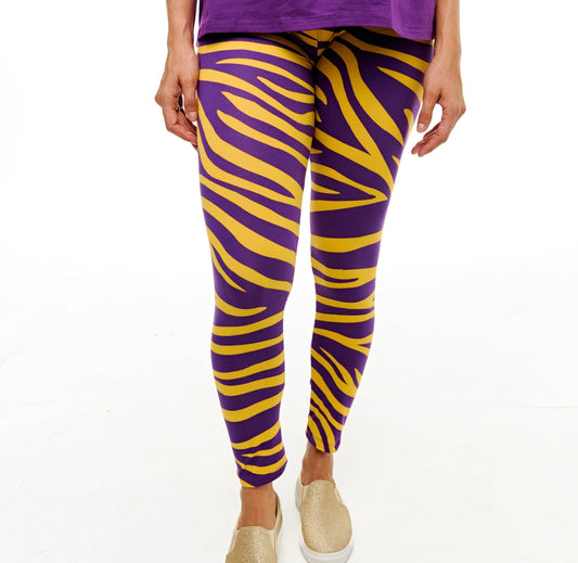 Purple & Gold Tiger Stripe Leggings 