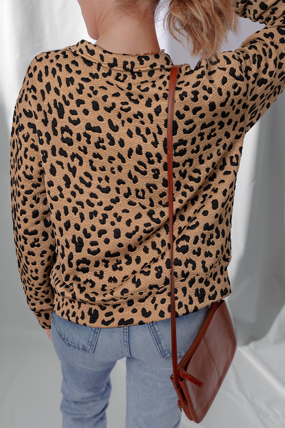 Leopard Print Quarter Zip Sweatshirt