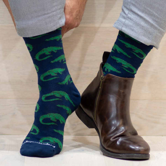 Men's Later Gator Socks   Navy/Green   One Size