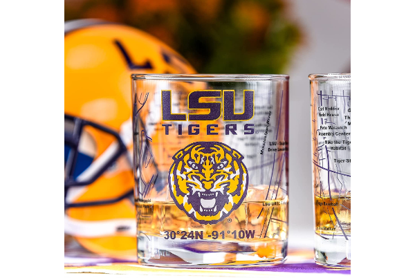 Louisiana State University Whiskey Glass Set (2 Low Ball Gla